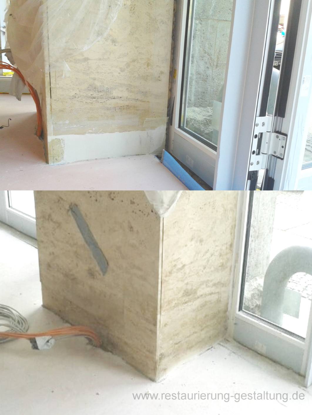 Malermeister und staatl. gepr. Techniker N. Schimpf hat in der Zimmerstraße, in Berlin Mitte, Beschädigungen am Sandstein als Sandsteinimitat farblich restauriert. Als Restaurator für Steinimitation und historische Malerarbeiten verfügt Malermeister Schimpf über fundiertes Wissen um sämtliche Steinarten zu imitieren. So ist Norbert Schimpf in der Lage Sandsteinmalerei und Marmormalerei am Original auszuführen. Meist werden Marmorierung, Marmorimitation und Sandsteinimitation im Berliner Altbau des Jugendstil oder der Gründerzeit angebracht.